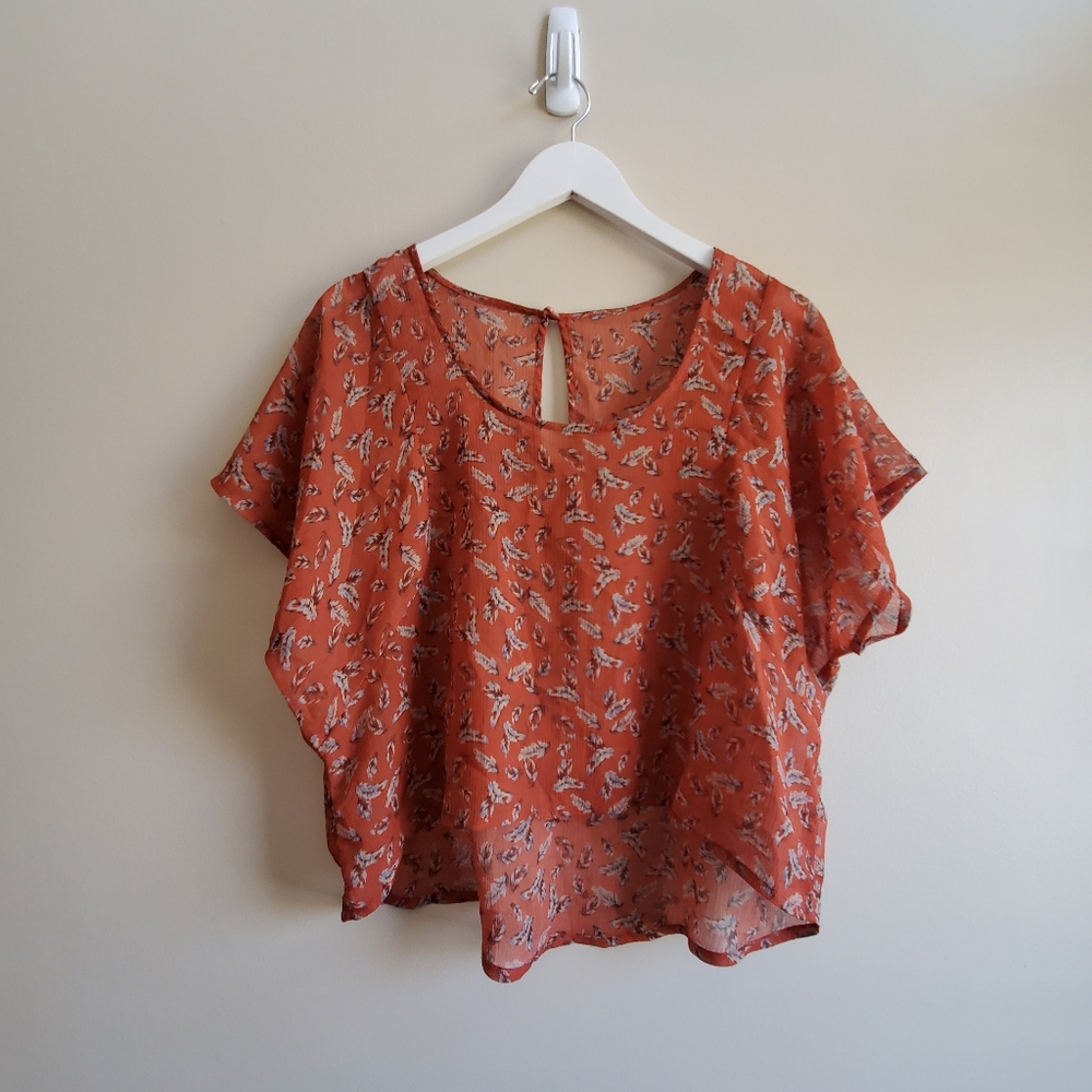 Vintage Sangria colour top shorter front, longer back, large